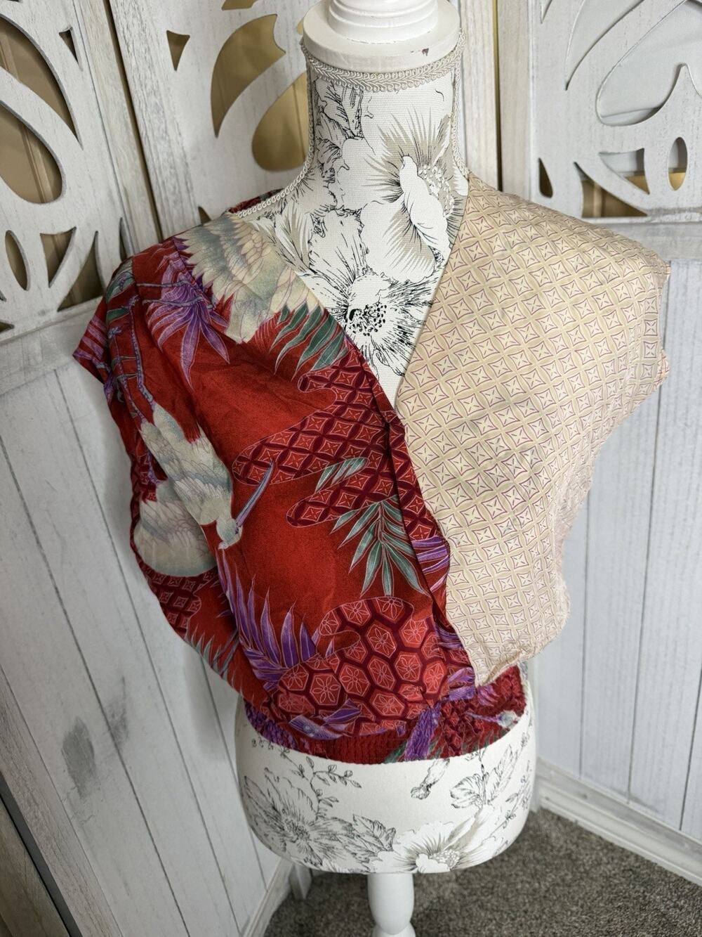 Vintage Barbara Barbara California Floral Banded Hem Tropical Festival Medium